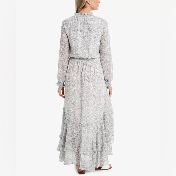 1 State X Jaime Shrayber Printed High-Low Dress XS Snow Leopard Ruffle Spring - Picture 2 of 16